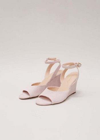 Phase Eight Ankle Strap Peep Toe Wedge Heels Pink Canada | BIMSRU-690